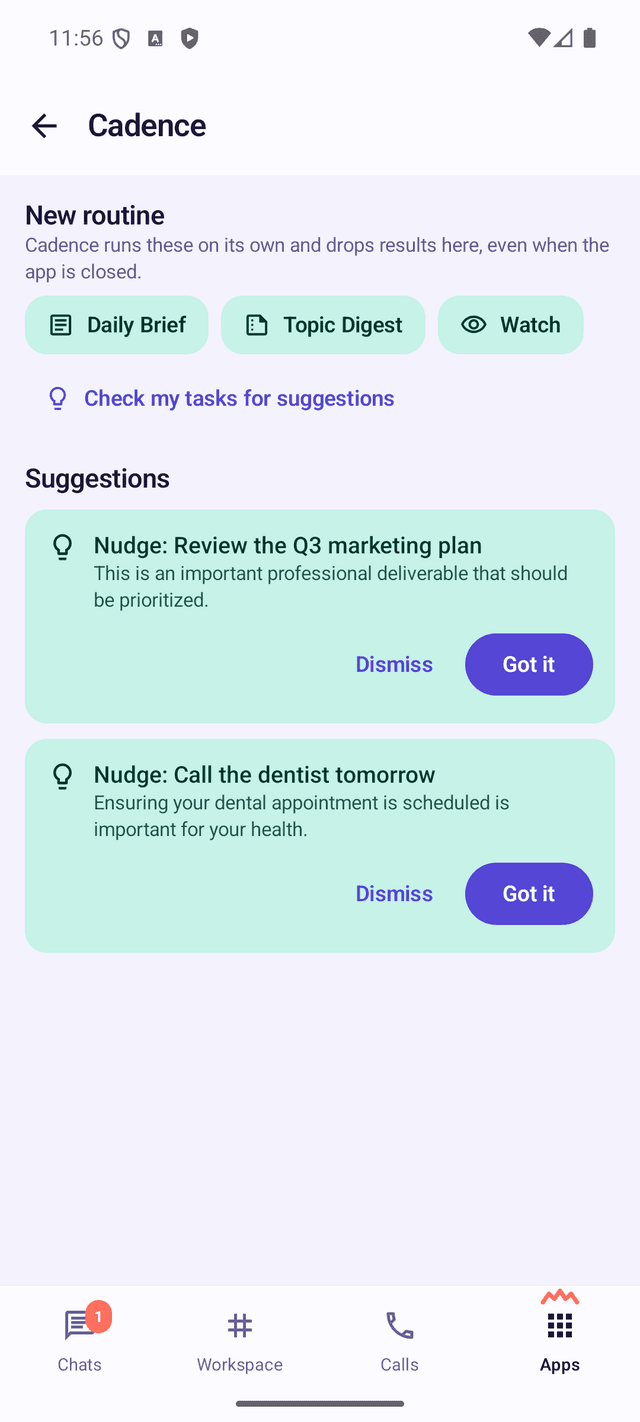 Cadence works on its own
